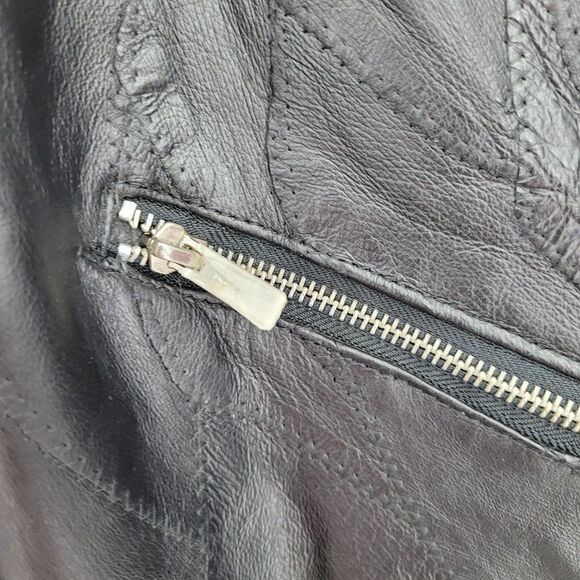 Vintage 90's Flight‎ Path Leather Jacket Deadstock Moto Biker Patchwork Black XL - Picture 12 of 17